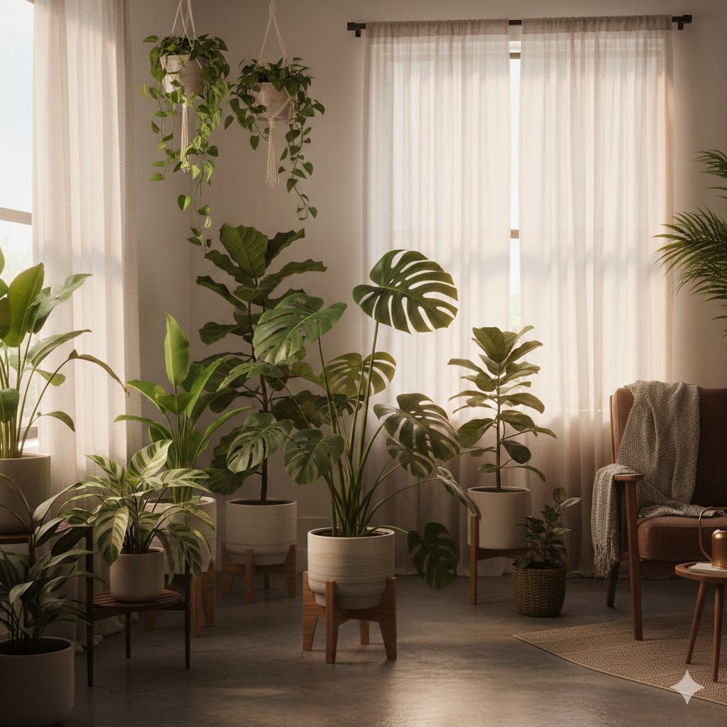Bright indirect light for indoor plants